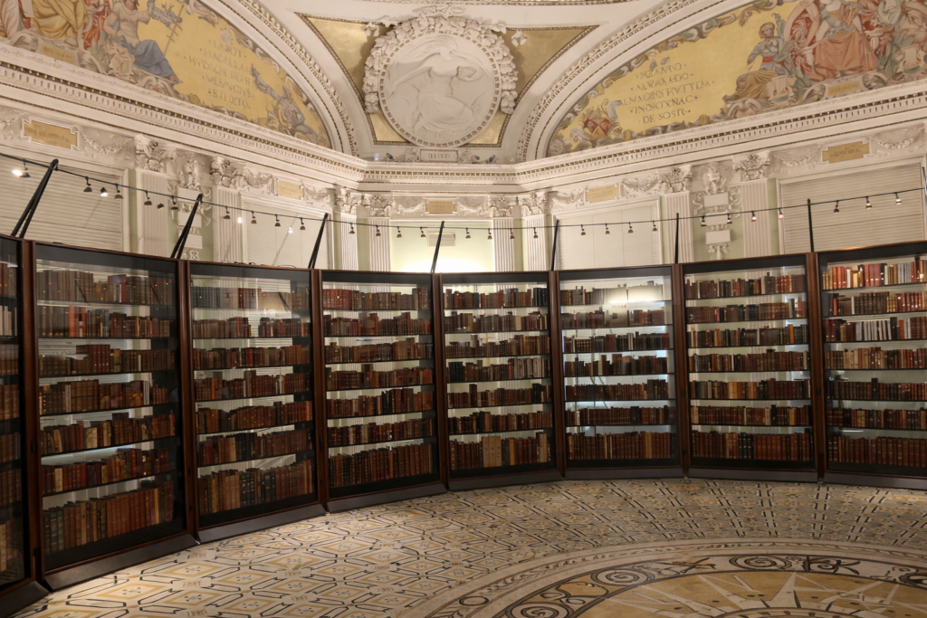 Shelves full of old books at Thomas Jefferson Library