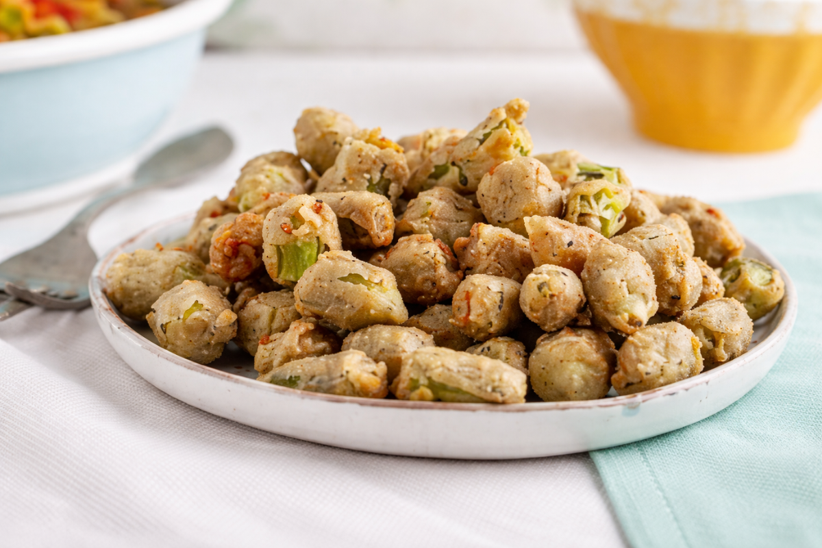 Fried okra on a plate
