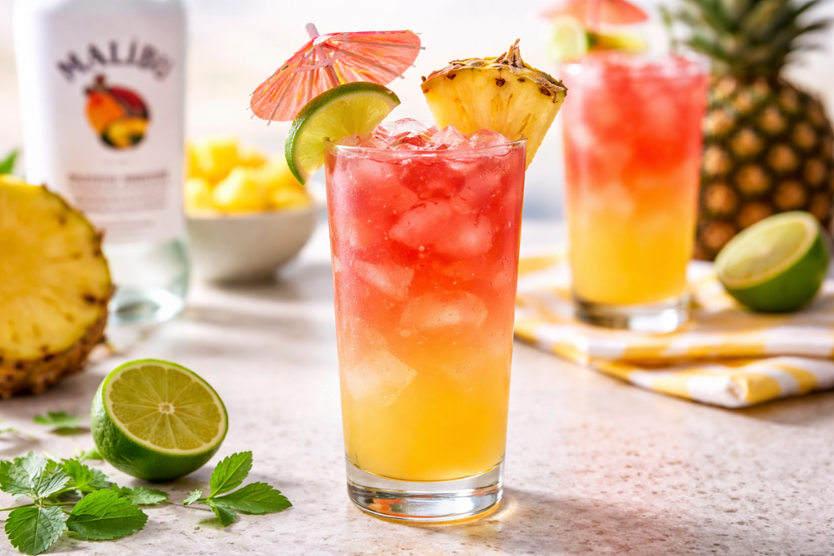 Refreshing Malibu Bay Breeze Drink